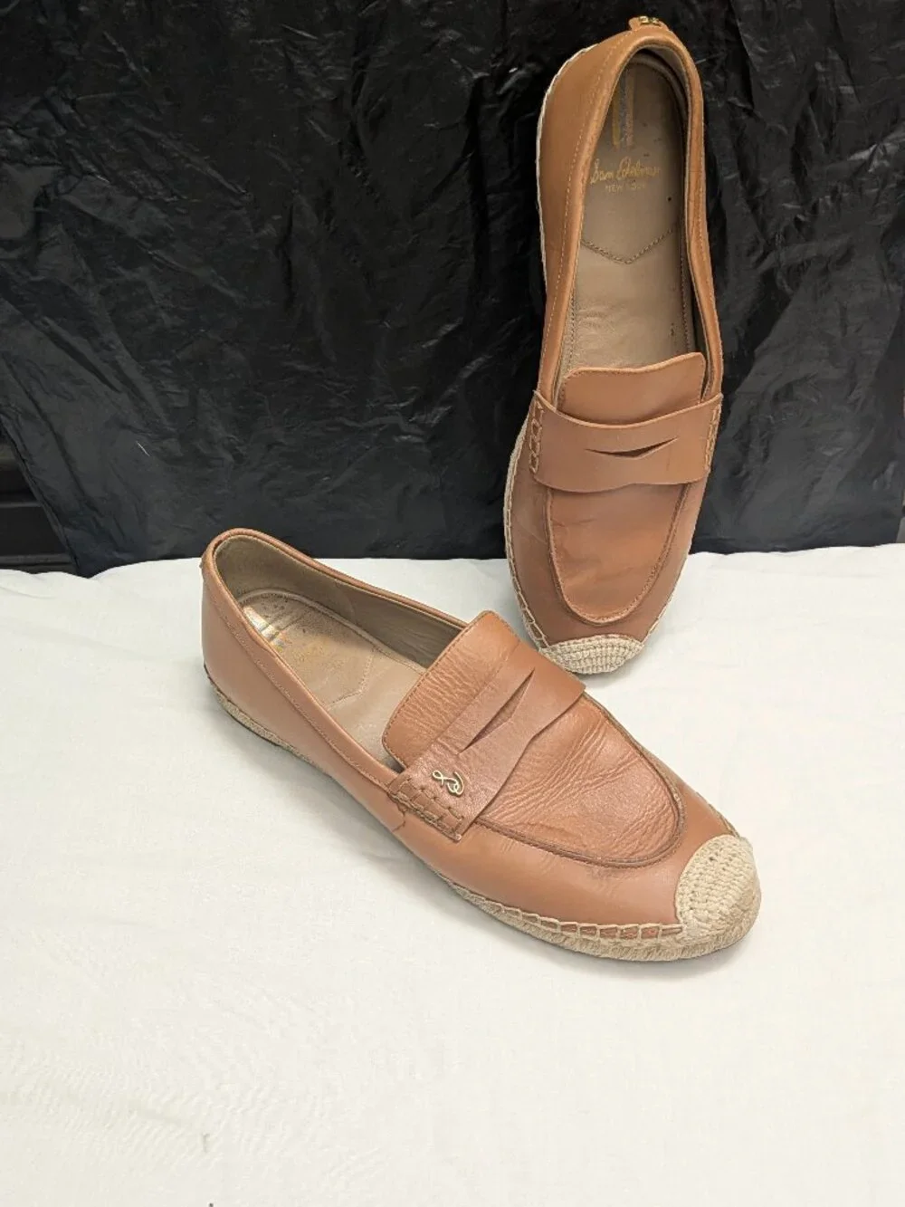 Sam Edelman Men's Tan Leather Espadrille Penny Loafers
